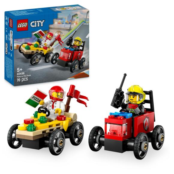LEGO City 60458 Racerbilpakke – pizzabil mod brandbil