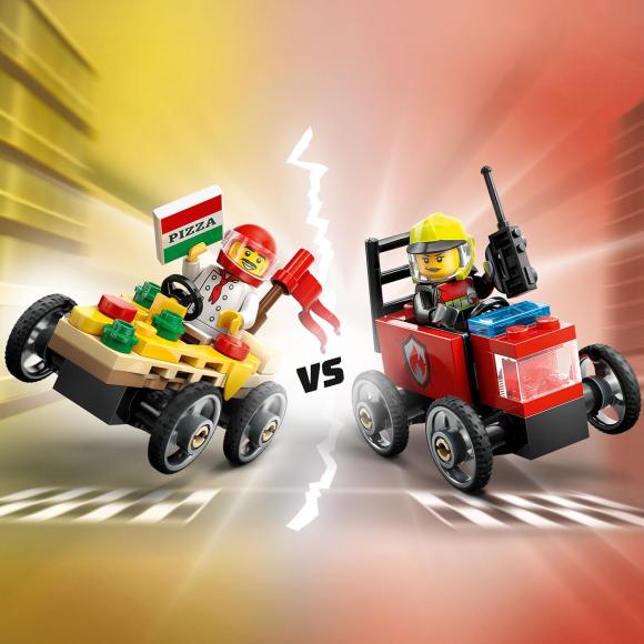 LEGO City 60458 Racerbilpakke – pizzabil mod brandbil