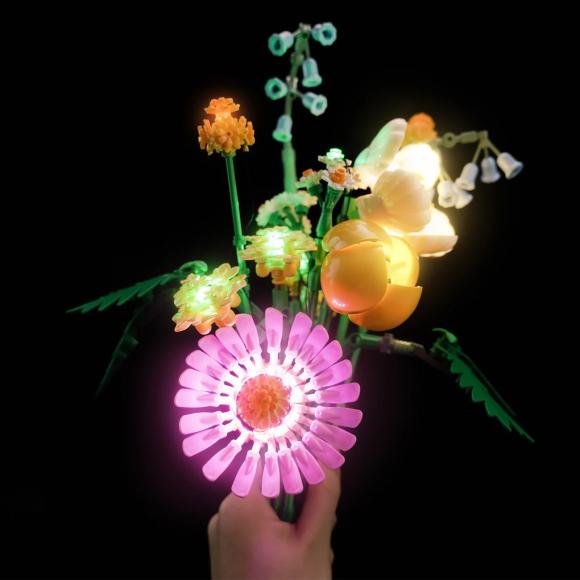 BrickBling lyssæt til: Botanicals 10347 Lille sommerlig buket