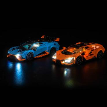 BrickBling LEGO Speed Champions 77238 Lamborghini Revuelto og Huracán STO set fra siden