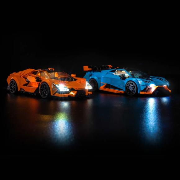 BrickBling lyssæt til: Speed Champions 77238 Lamborghini Revuelto og Huracán STO