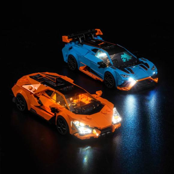 BrickBling lyssæt til: Speed Champions 77238 Lamborghini Revuelto og Huracán STO