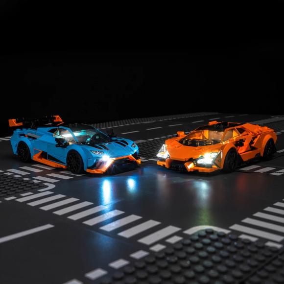 BrickBling lyssæt til: Speed Champions 77238 Lamborghini Revuelto og Huracán STO