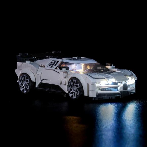 Oplyst LEGO Speed Champions 77240 Bugatti Centodieci set fra venstre side