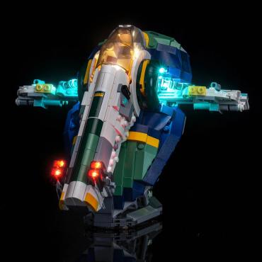 Oplyst LEGO Star Wars 75433 Jango fetts rumskib set fra højre side