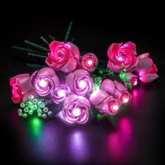 BrickBling lyssæt til: Botanicals 10374 Buket af pink roser