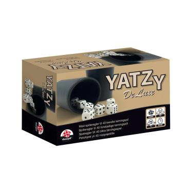 Yatzy deluxe spillesæt i kasse set fra siden