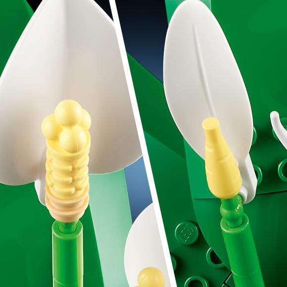 Blade fra LEGO Botanicals 11504 Fredslilje zoomet ind