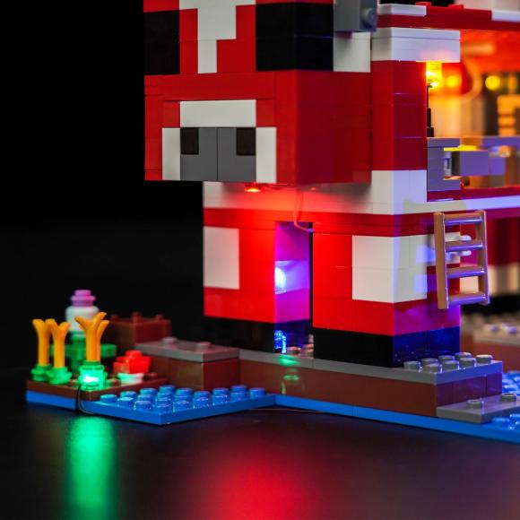 Oplyst Minecraft 21270 Mooshroom-huset med Brickbling set fra jorden