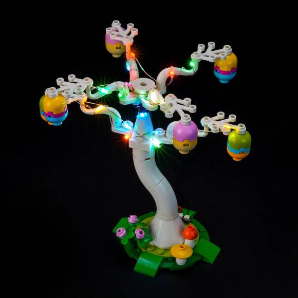 Oplyst 40808 Påskehare og kylling på æggejagt med BrickBling set forfra