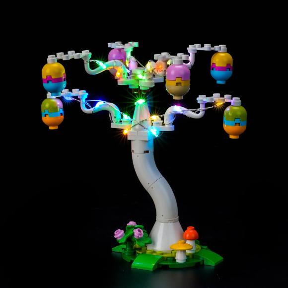 Oplyst 40808 Påskehare og kylling på æggejagt med BrickBling set fra siden