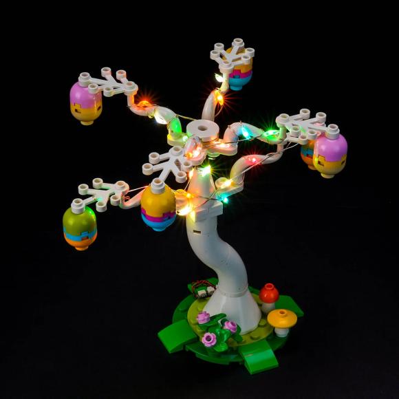 Oplyst 40808 Påskehare og kylling på æggejagt med BrickBling set bagfra