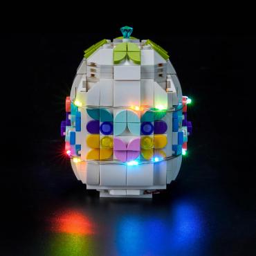 Oplyst 40816 dekorativt påskeæg med BrickBling set forfra 