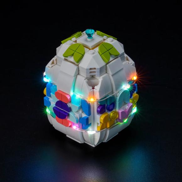 Oplyst 40816 dekorativt påskeæg med BrickBling set direkte oppefra