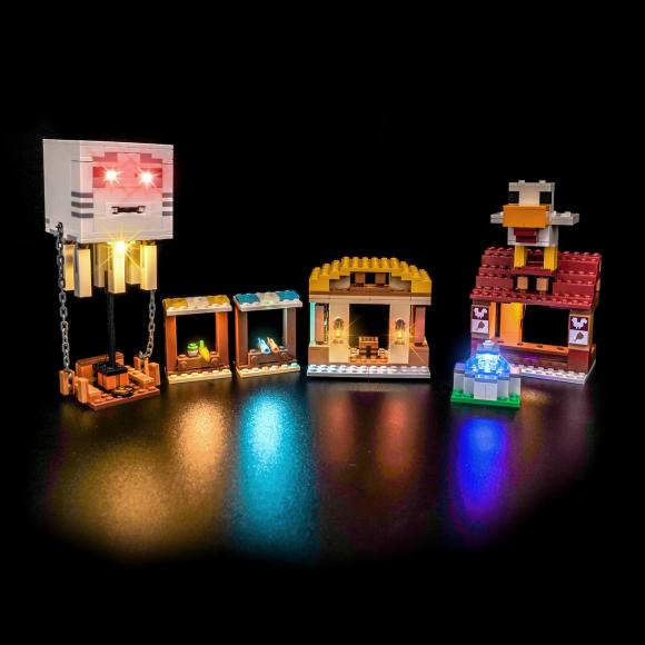BrickBling lyssæt til: Minecraft 21273 Ghast-ballonens angreb på landsbyen