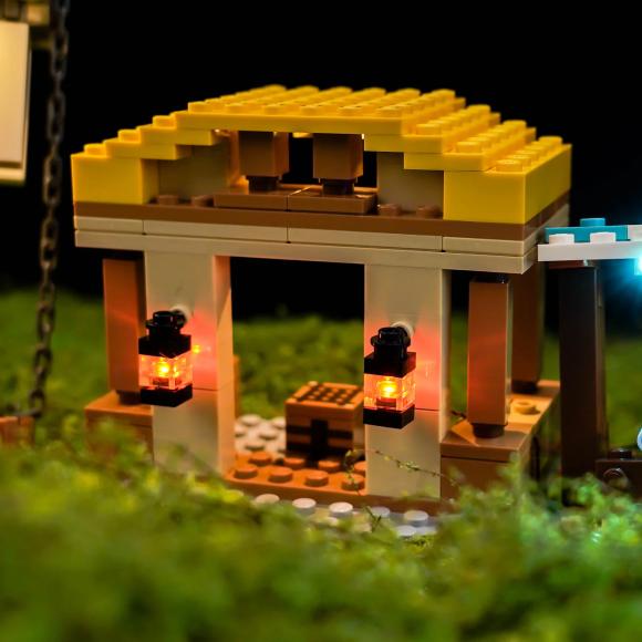 BrickBling lyssæt til: Minecraft 21273 Ghast-ballonens angreb på landsbyen