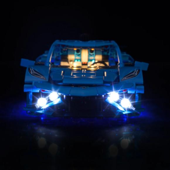 BrickBling lyssæt til: Technic 42217 Blå Chevrolet Corvette Stingray