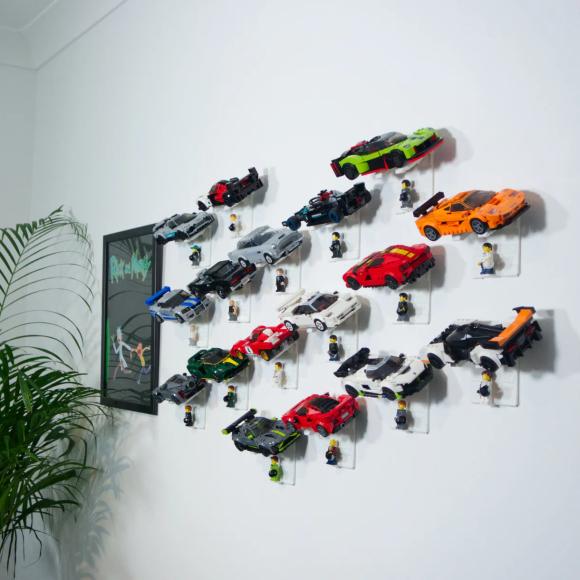 Universalt vægophæng til LEGO Speed Champions (vandret) hvid