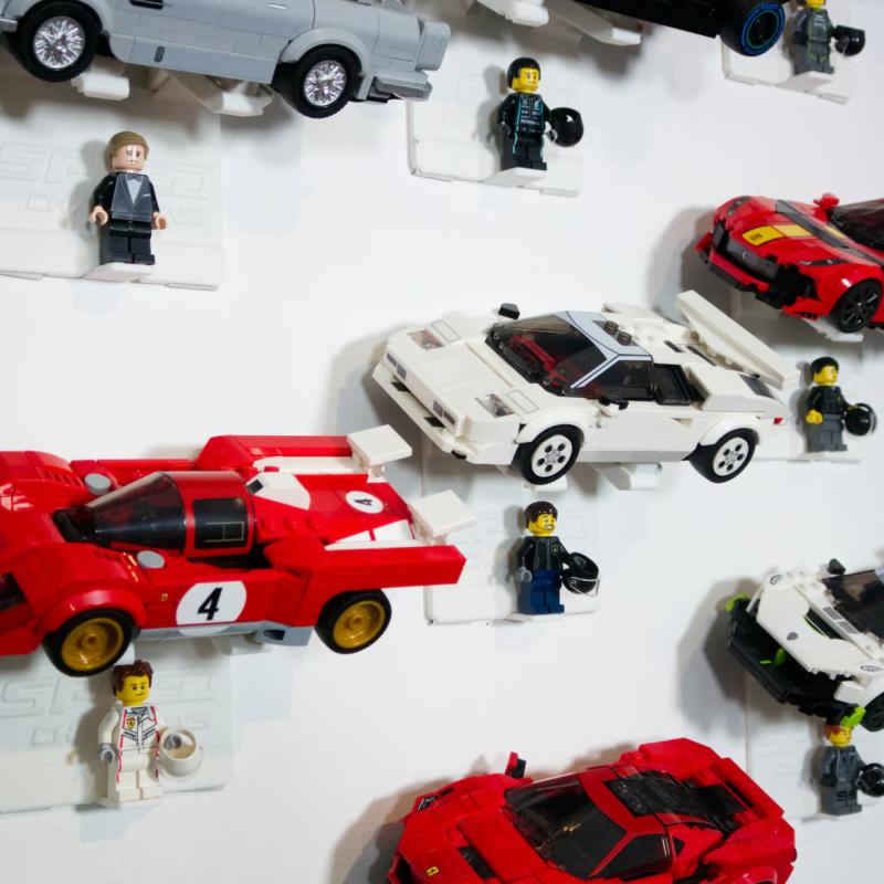 Universalt vægophæng til LEGO Speed Champions vandret (hvid)