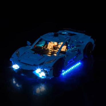 BrickBling lyssæt til: Technic 42217 Blå Chevrolet Corvette Stingray