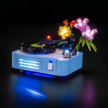Oplyst LEGO Creator 31172 Pladespiller med blomster BrickBling set fra højre side