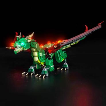 Oplyst LEGO Creator 31161 Middelalder-drage med BrickBling set forfra