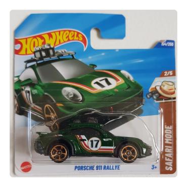 Porsche 911 Rallye i grøn i Hot Wheels pakke set forfra