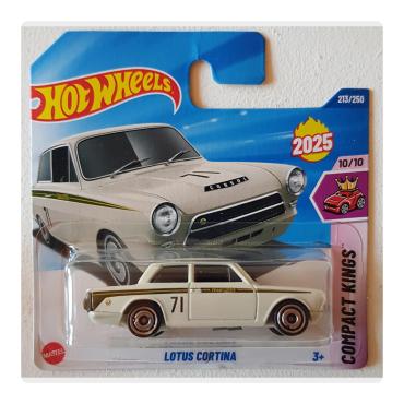 Lotus Cortina hvid i Hot Wheels pakke set forfra