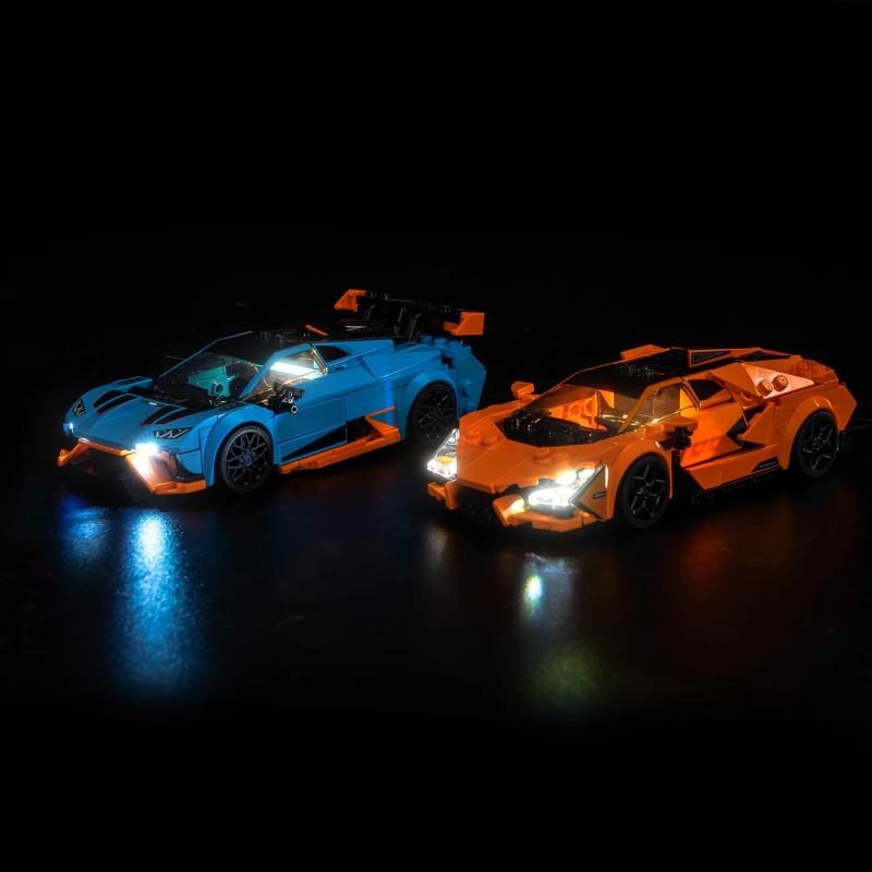 BrickBling lyssæt til: Speed Champions 77238 Lamborghini Revuelto og Huracán STO