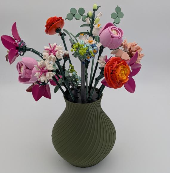 Blomstervase til lego blomster (matt mørkegrøn)