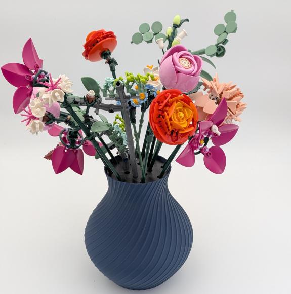 Blomstervase til lego blomster (matt mørkeblå)