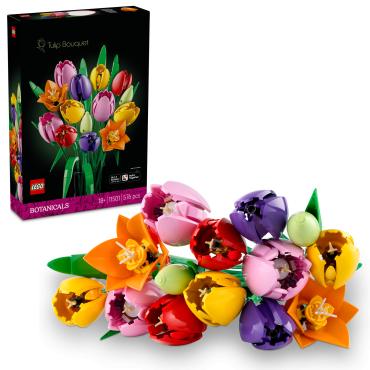 LEGO Botanicals 11501 Tulipanbuket æske med bygget LEGO sæt foran