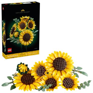 Solsikkebuket med kasse i baggrunden